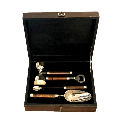 Vintage nickel plated - plated, wood